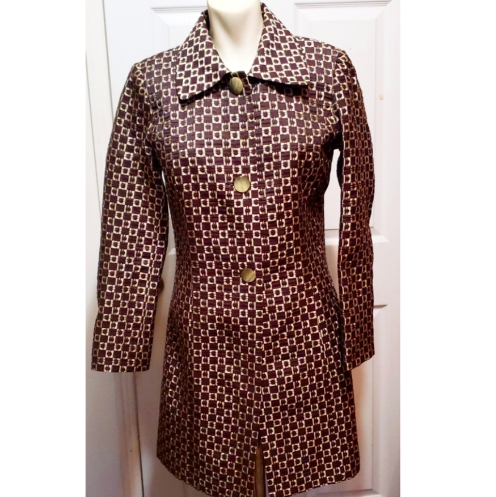 Anthracite Jacquard Textured Geo Patterned Coat
